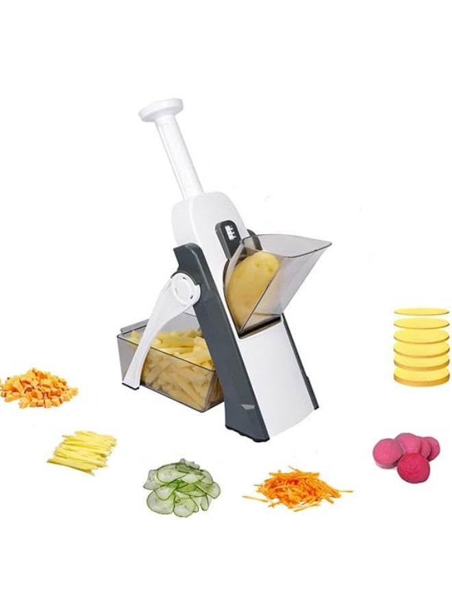 قطاعة ماندولين ٥×١، آمنة للتقطيع، متعددة الوظائف وقابلة للتعديل لتقطيع الخضراوات في المطبخ، آلة لتقطيع البطاطس والبصل والجزر والخيار والفواكه الصغيرة للطبخ - Image 1